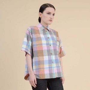 Vintage 1980s Multicolor Plaid Cotton Shirt